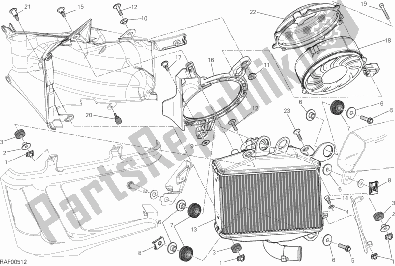 Todas las partes para Radiador, Agua, Lh de Ducati Diavel Carbon FL Thailand-Brasil 1200 2015